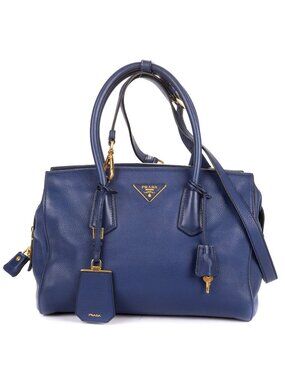 Prada Double Handle Tote Bag Navy Viterodino